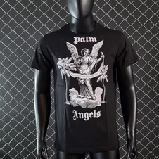 Camiseta palm angels negro logo blanco angel
